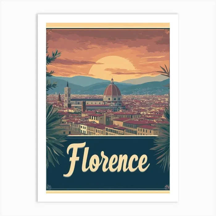 Aihrgdesign A Mid Century Modern Travel Poster For Florence Art PrintA by aihrgdesign