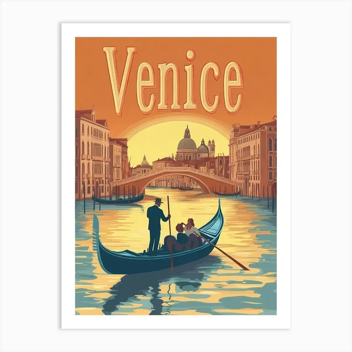 Aihrgdesign A Mid Century Modern Travel Poster For Venice Sho Cacebd19 F2ad 4ce7 Ade6 684a60218035 2 Art PrintA by aihrgdesign