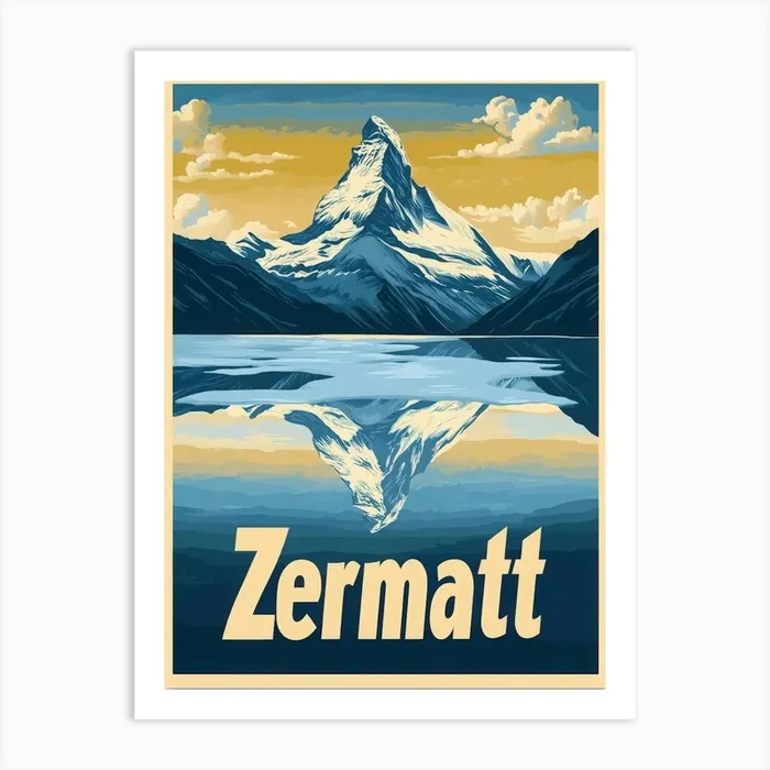 Aihrgdesign A Mid Century Modern Travel Poster For Zermatt 3 Art PrintA by aihrgdesign