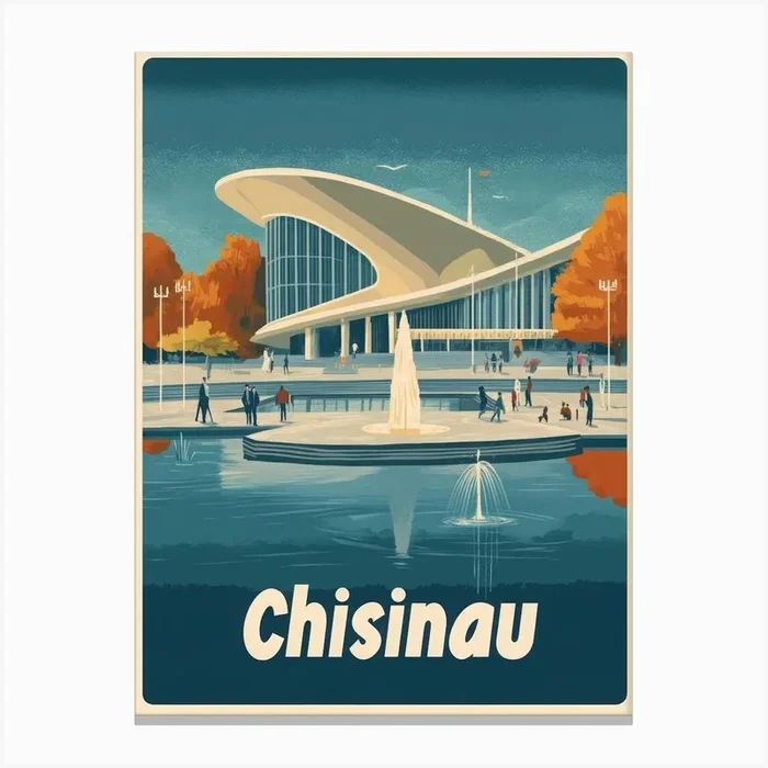 Aihrgdesign A Retro Travel Poster For Chisinau Canvas PrintA by aihrgdesign