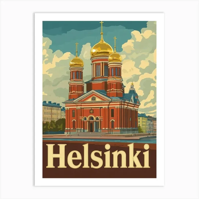 Aihrgdesign A Retro Travel Poster For Helsinki 3 Art PrintA by aihrgdesign