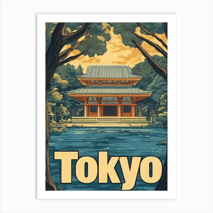 Aihrgdesign A Retro Travel Poster For Tokyo 3 Art PrintA by aihrgdesign