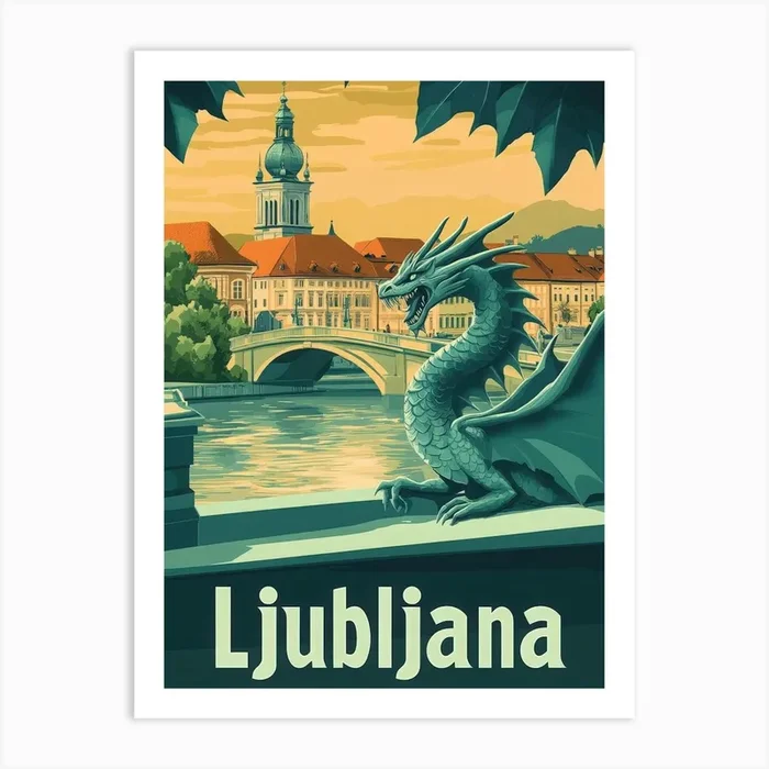 Aihrgdesign A Vintage Travel Poster Of Ljubljana Art PrintA by aihrgdesign