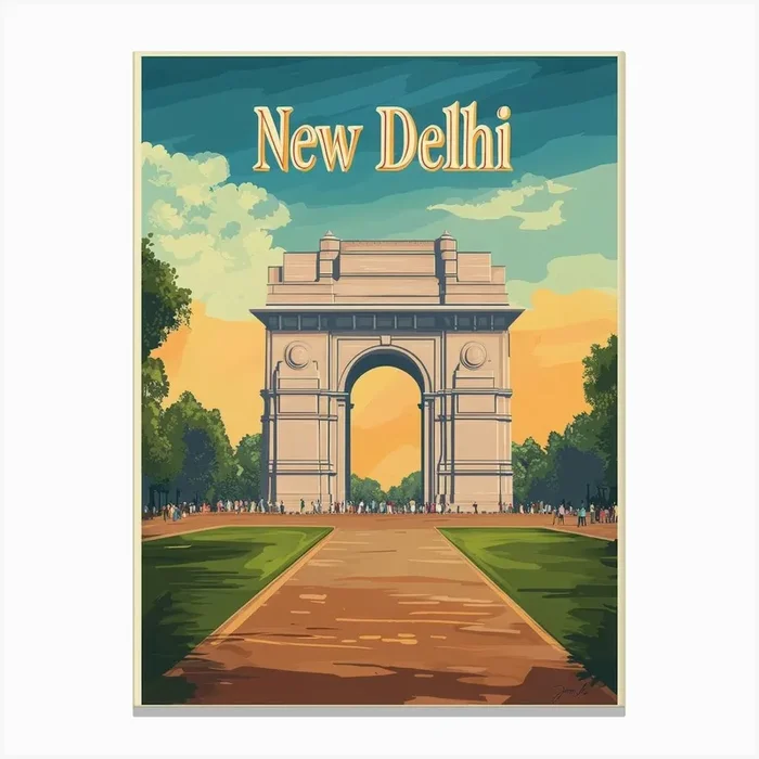 Aihrgdesign A Vintage Travel Poster Of New Delhi Canvas PrintA by aihrgdesign