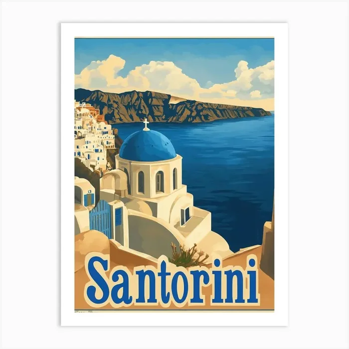 Aihrgdesign A Vintage Travel Poster Of Santorini 2 Art PrintA by aihrgdesign