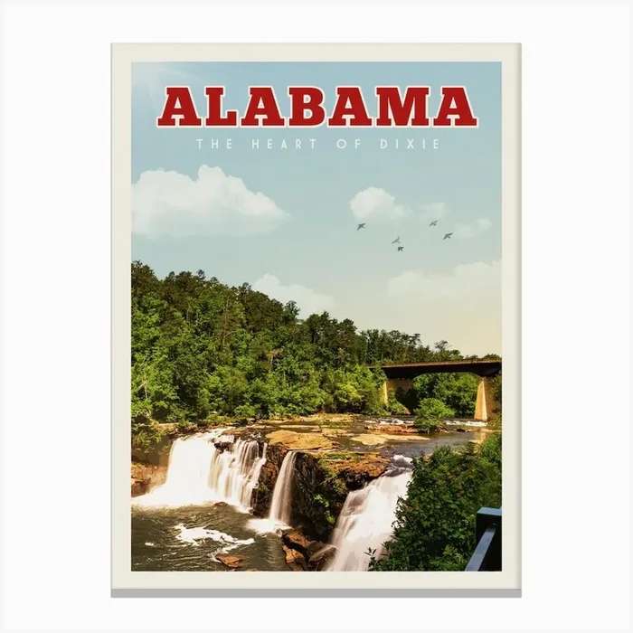 Alabama Travel Poster Canvas Print by Vintaprints