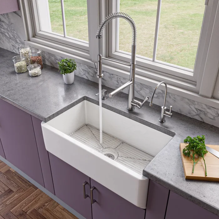 ALFI brand AB3318SB Smooth Apron Solid Thick Wall Fireclay Single Bowl Farm Sink