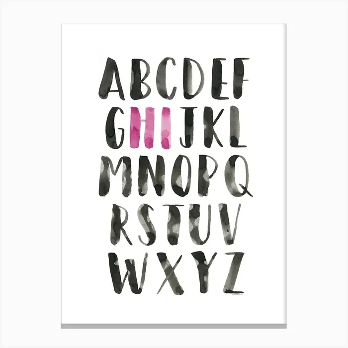 Alphabet Hi Pink Canvas Print by Mercedes Lopez Charro