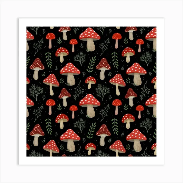 Amanita Mushrooms Art Print by Studio Vickn