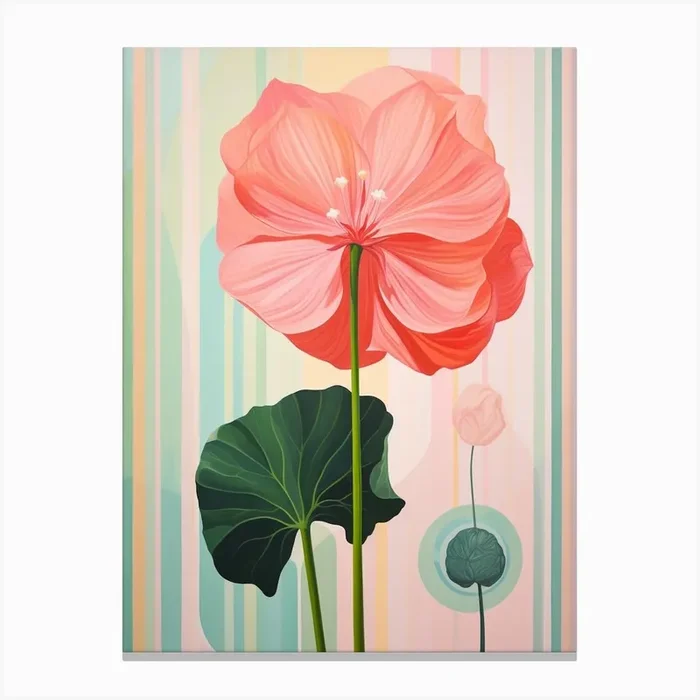 Amaryllis 1 Hilma Af Klint Inspired Pastel Flower Painting Canvas Print by Botanic Studio