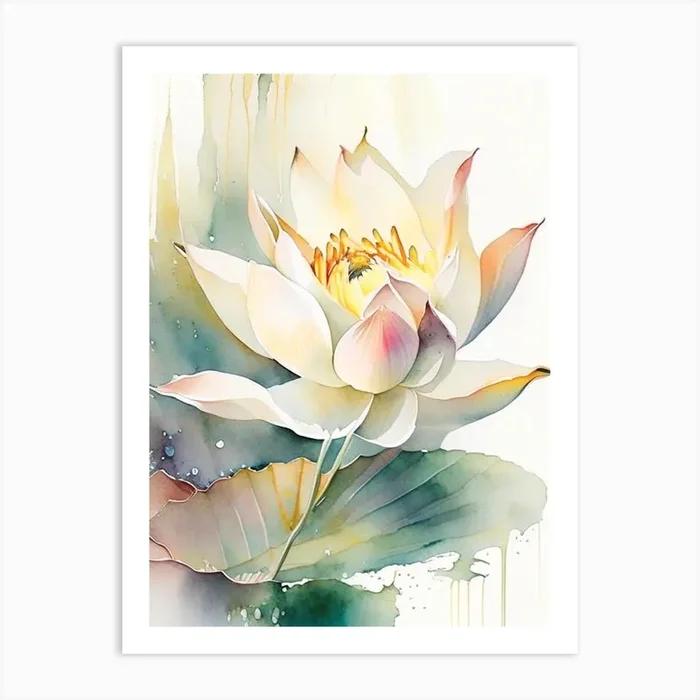 American Lotus Storybook Watercolour 4 Art Print by The Artsy Florist