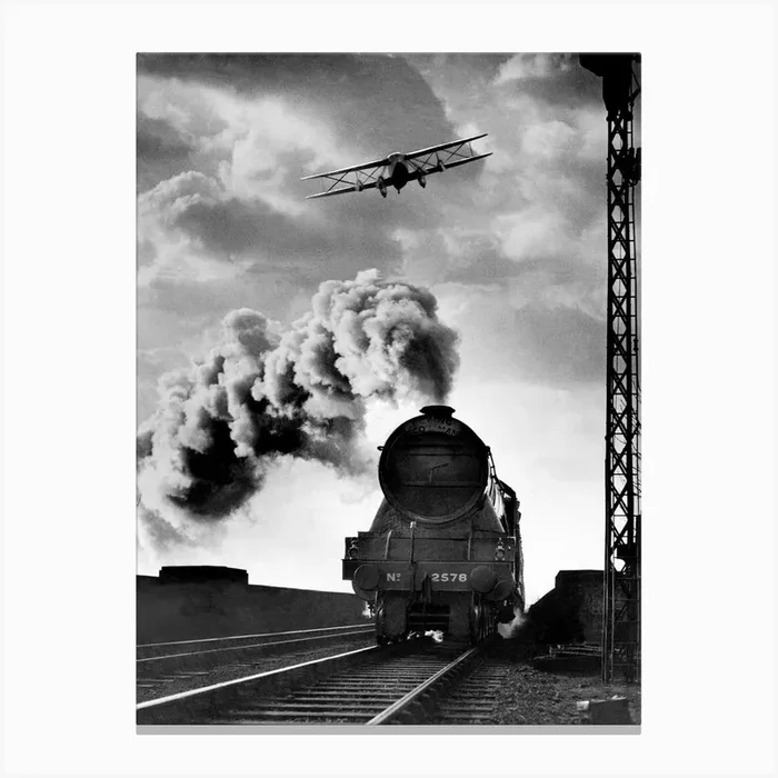 An Air Express And The Flying Scotsman, 1934 Canvas Print by Mirrorpix