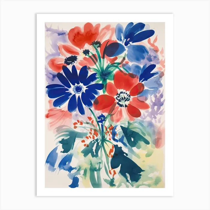 Anemone Flower Illustration 4 Art Print by Flora Expressions