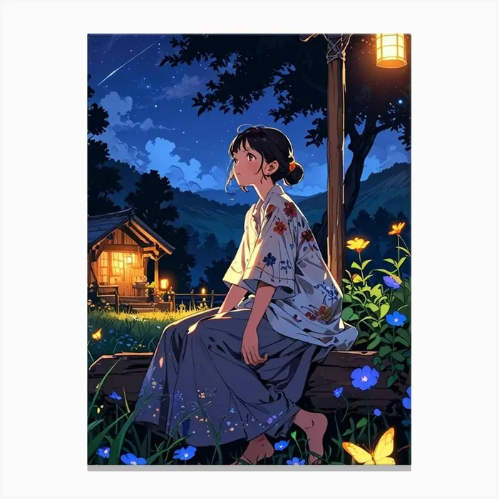 Anime Girl In Front Of A House 1 Canvas Print by ontoseno