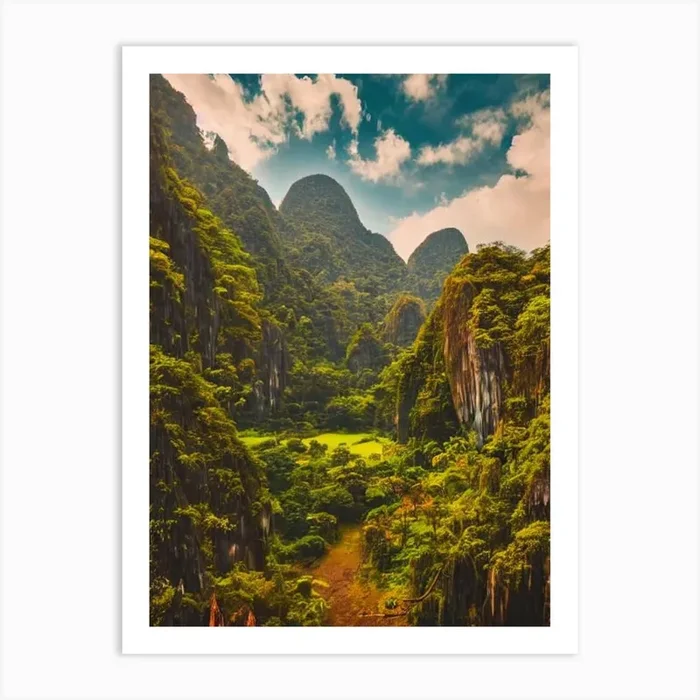 Ao Phang Nga National Park 2 Thailand Vintage Poster Art Print by National Park Posters