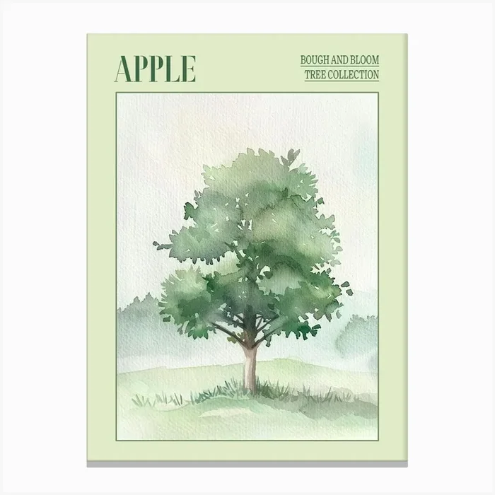 Apple Tree Atmospheric Watercolour Painting 4 Poster Canvas Print by Bough And Bloom Artistry