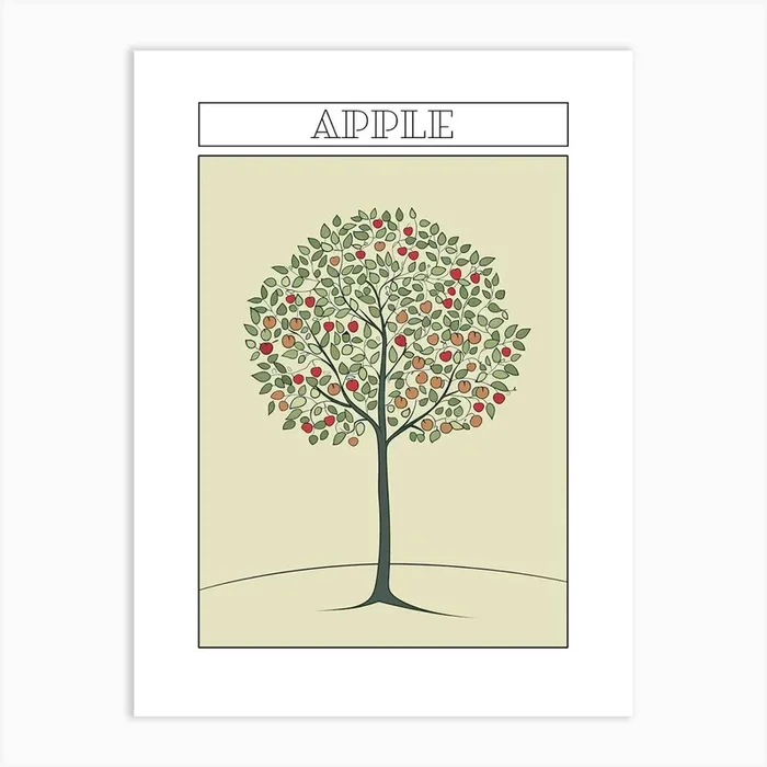 Apple Tree Minimalistic Drawing 1 Poster Art Print by Bough And Bloom Artistry