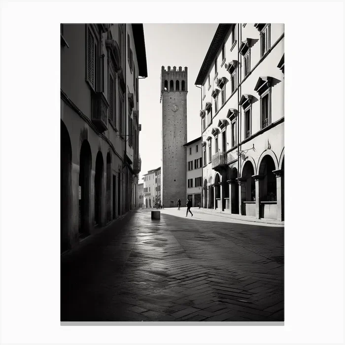 Arezzo, Italy, Black And White Analogue Photography 2 Canvas Print by Monochrome Vistas