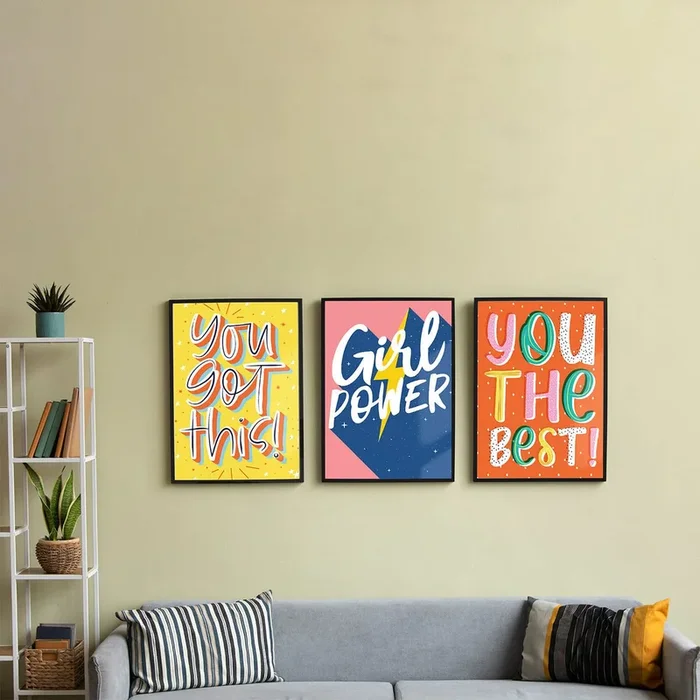 Art Street Motivational Poster You Got This, Girl Power, You the Best Prints For Wall D̩cor (Set Of 3, 13×17 Inch)