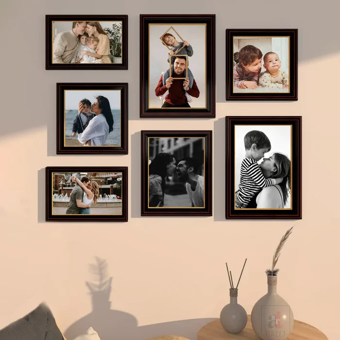 Art Street Set of 7 Progeny Premium 3D Photo Frame For Home Decor (Black, 6×10, 8×12, 8×8, 8×10 Inches)