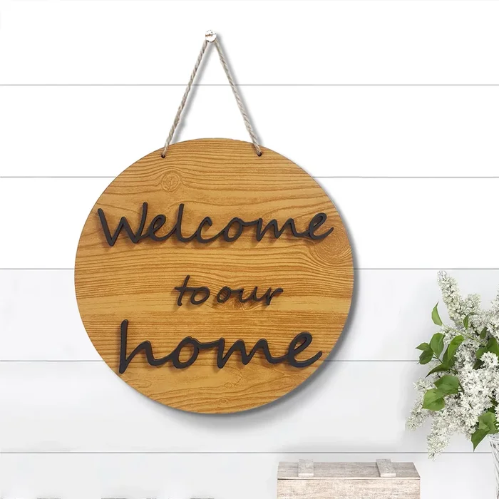 Art Street Welcome To Our Home MDF Sign For Home & Wall Decoration (Multicolor) 10″*10″ MDF HANGING