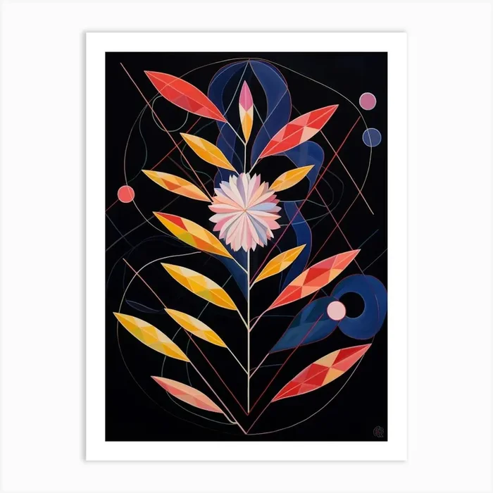Asters 1 Hilma Af Klint Inspired Flower Illustration Art Print by Botanic Studio