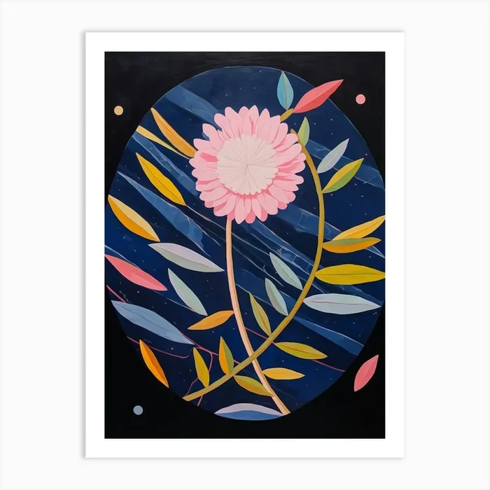 Asters 3 Hilma Af Klint Inspired Flower Illustration Art Print by Botanic Studio