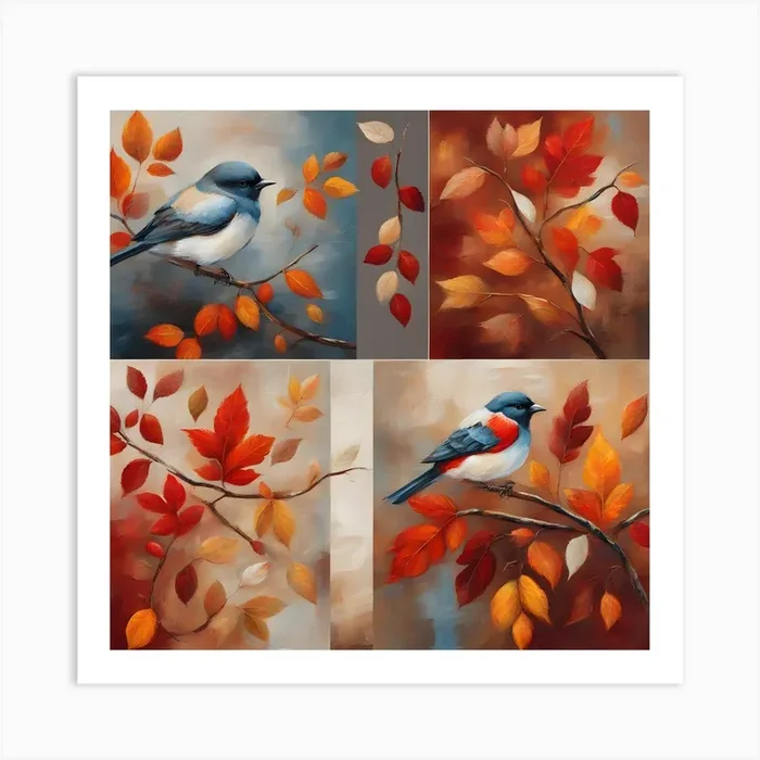 Autumn Birds 2 Art Print by Hassan Rehman