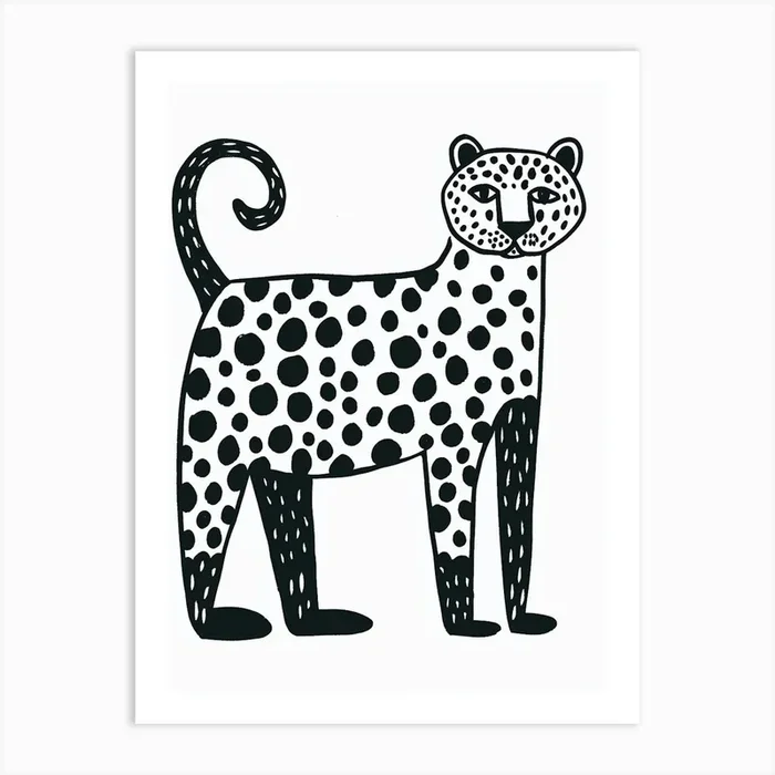 B&W Leopard Art Print by Scribble Studio