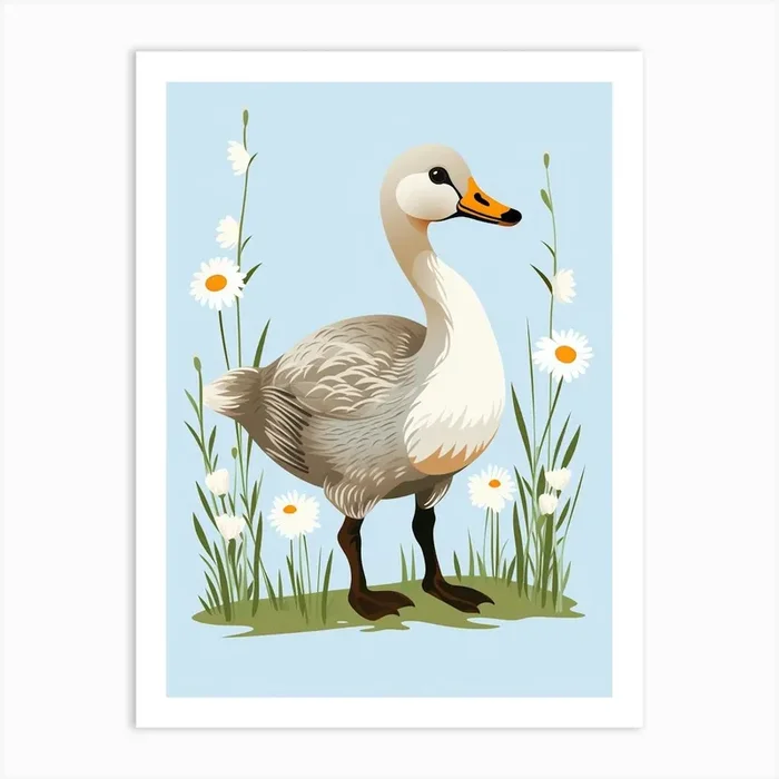 Baby Animal Illustration Goose 6 Art Print by Scribble Studio