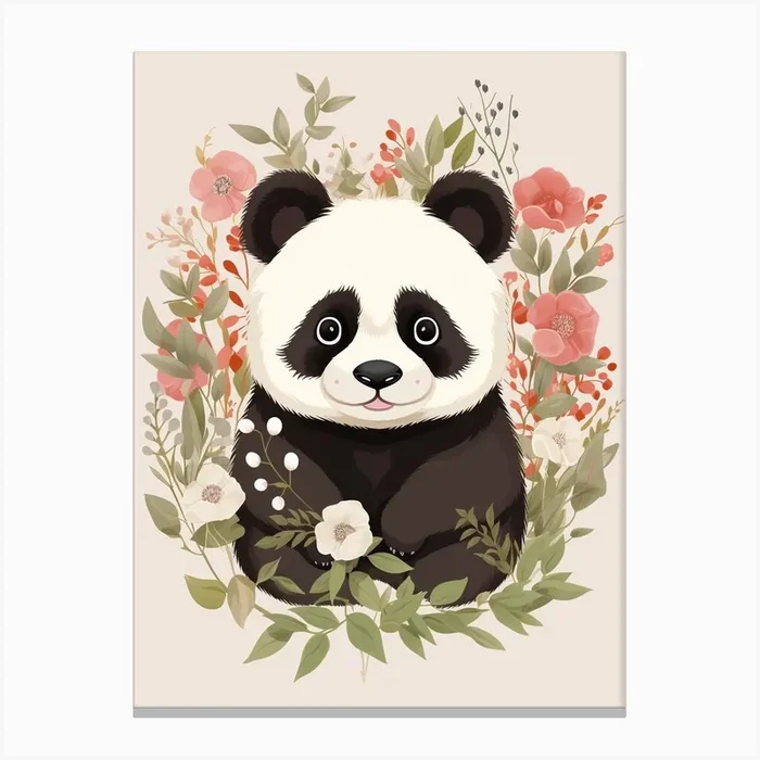 Baby Animal Illustration Panda 1 Canvas Print by Scribble Studio