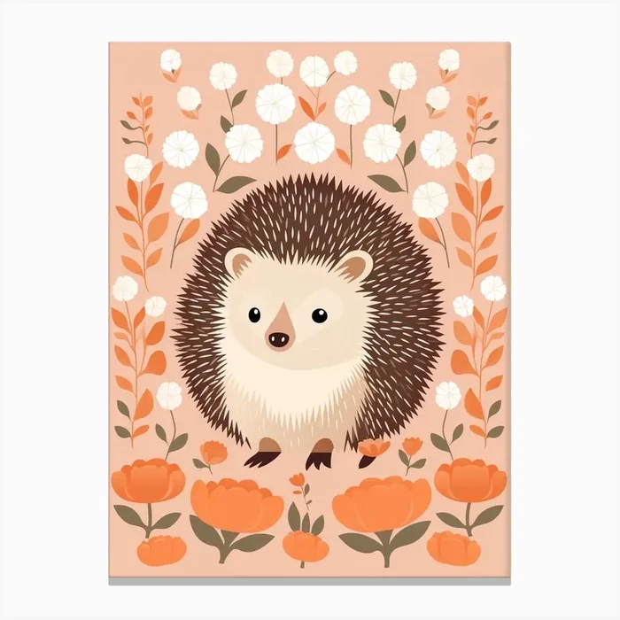 Baby Animal Illustration Porcupine 4 Canvas Print by Scribble Studio