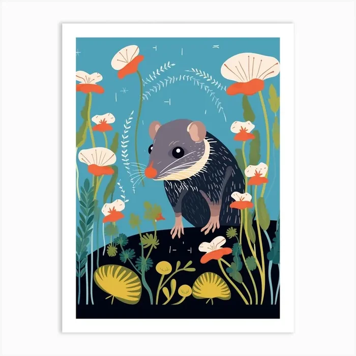 Baby Animal Illustration Shrew 3 Art Print by Scribble Studio