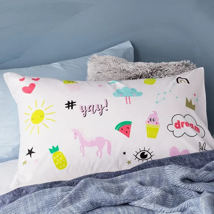 Badges Text Pillowcase Pink