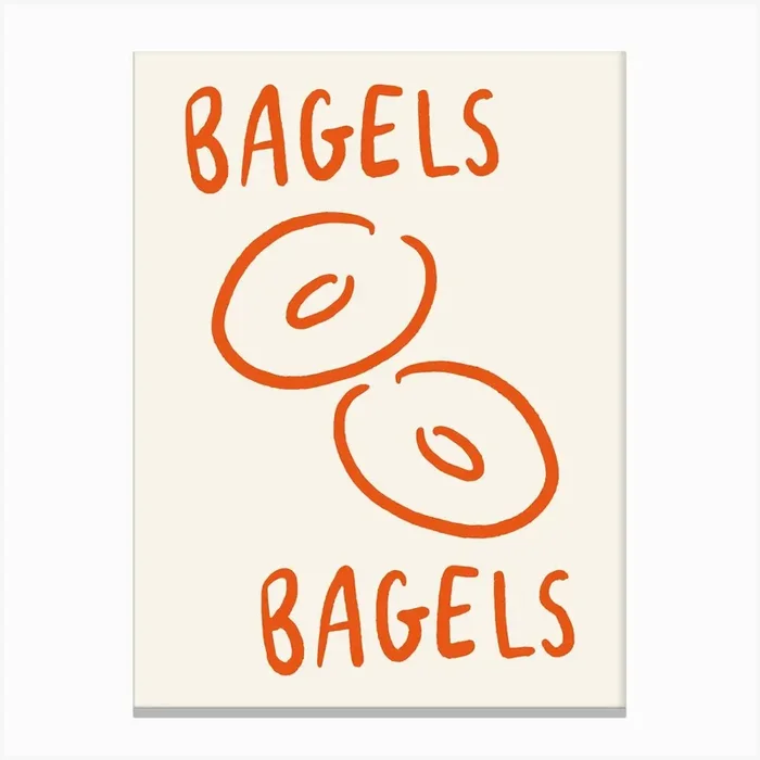 Bagels Bagels orange and cream kitchen Canvas Print by TheThursdayStudio