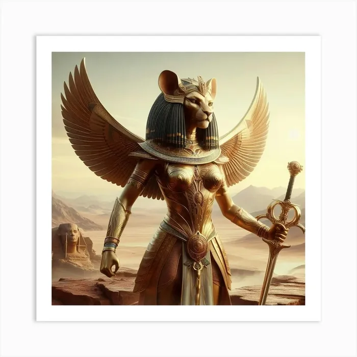 Bakhet Warrior Grandeur Art PrintS by Sinaibedouin