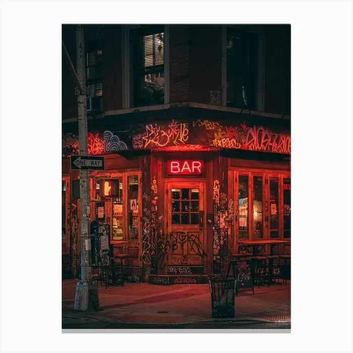 Bar, East Village Canvas Print by Jon Bilous