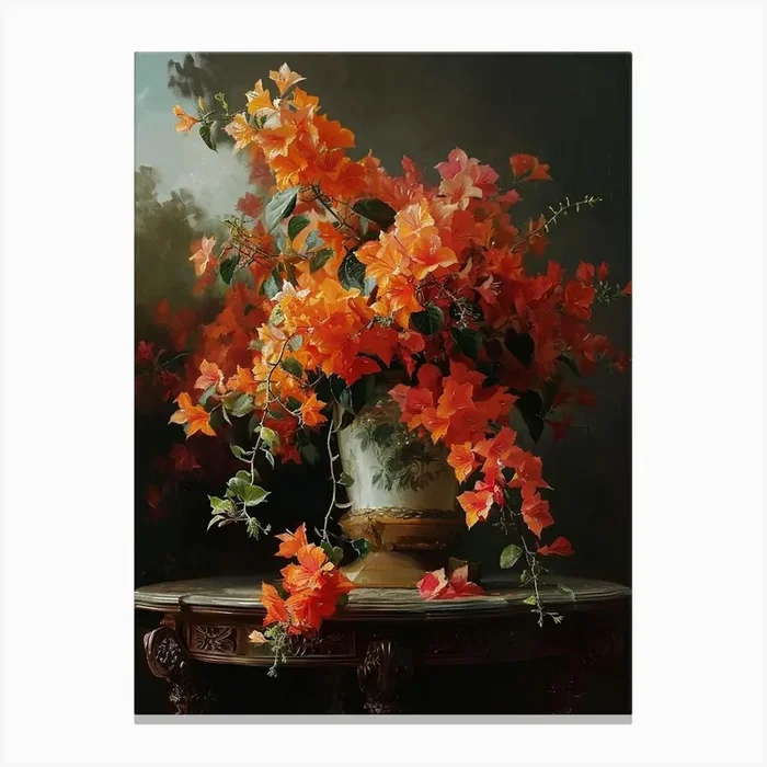 Baroque Floral Still Life Bougainvillea 4 Canvas Print by Botanic Studio