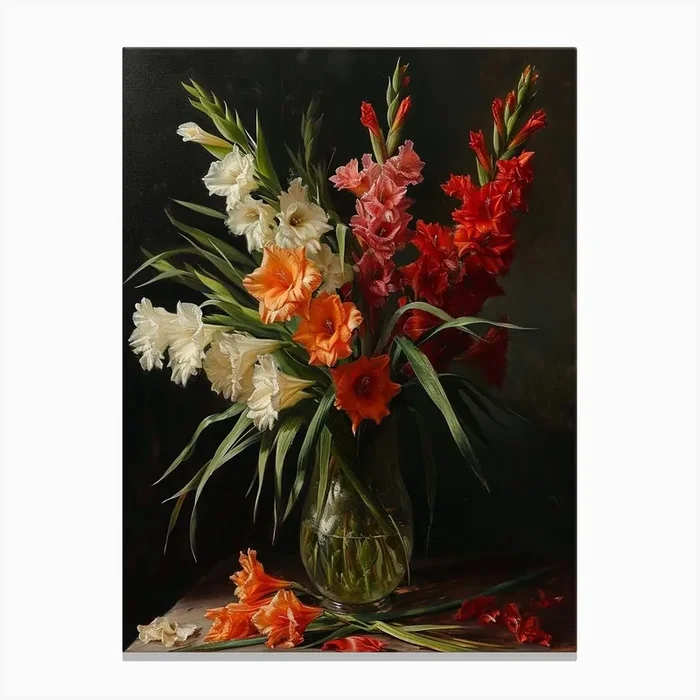 Baroque Floral Still Life Gladiolus 2 Canvas Print by Botanic Studio