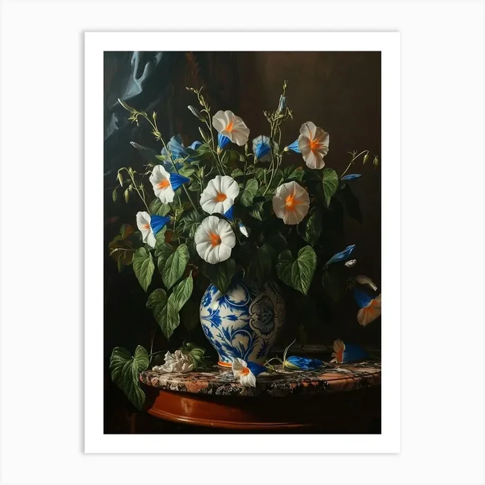 Baroque Floral Still Life Morning Glory 4 Art Print by Botanic Studio