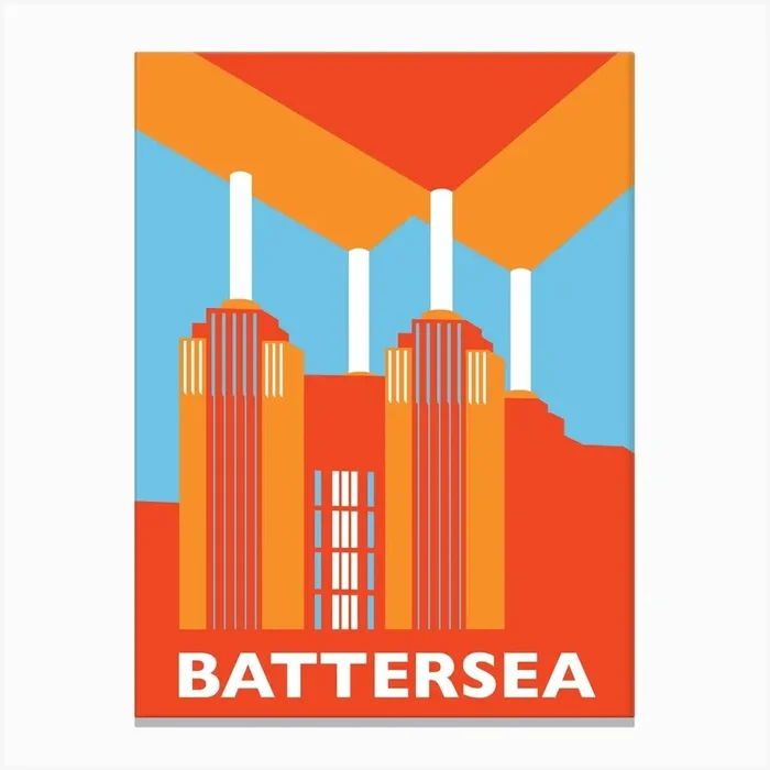 Battersea Blue & Orange Canvas Print by Rebecca Pymar