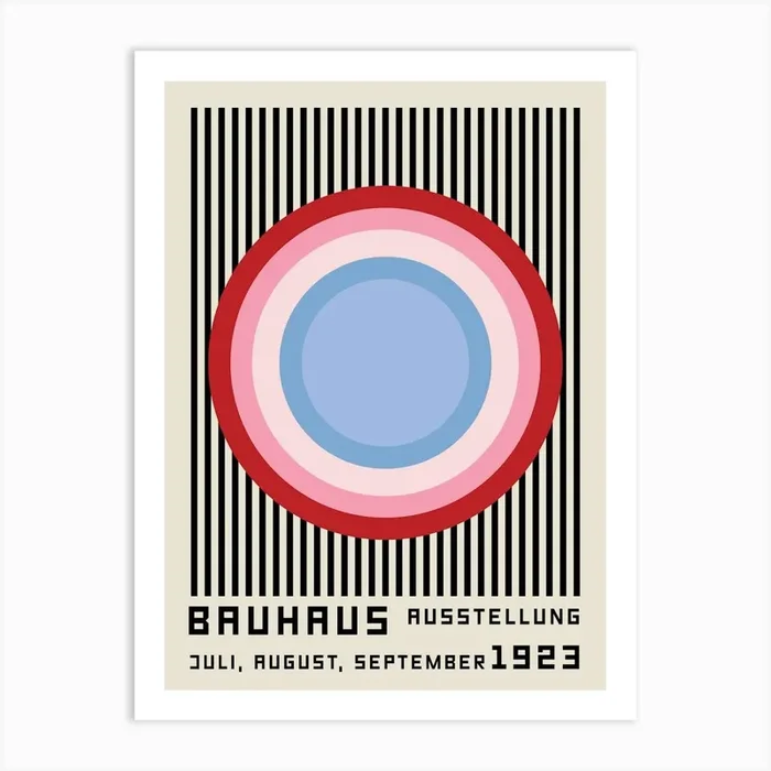 Bauhaus Burgundy Red Geometric Art Art Print by posterami