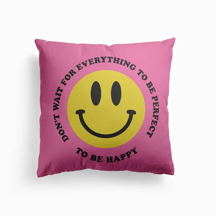 Be Happy Canvas Cushion by The Violet Eclectic