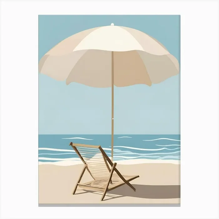 Beach Chair With Umbrella Beach Day Canvas Print by Henri Matisse Style Prints