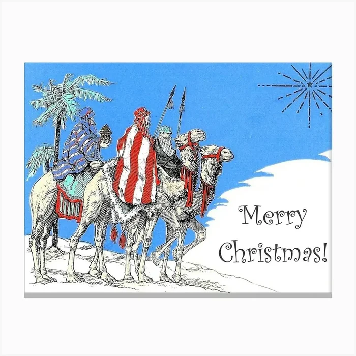 Bedouin On Camels, Vintage Christmas Greeting Canvas Print by Vintage Spirit