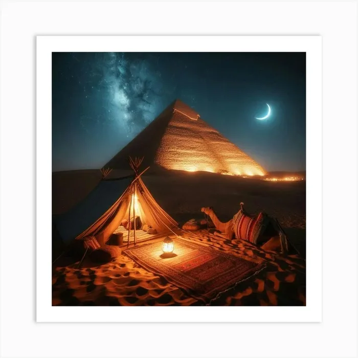 Bedouin Tent Next To Pyramid 1 Art PrintS by Sinaibedouin