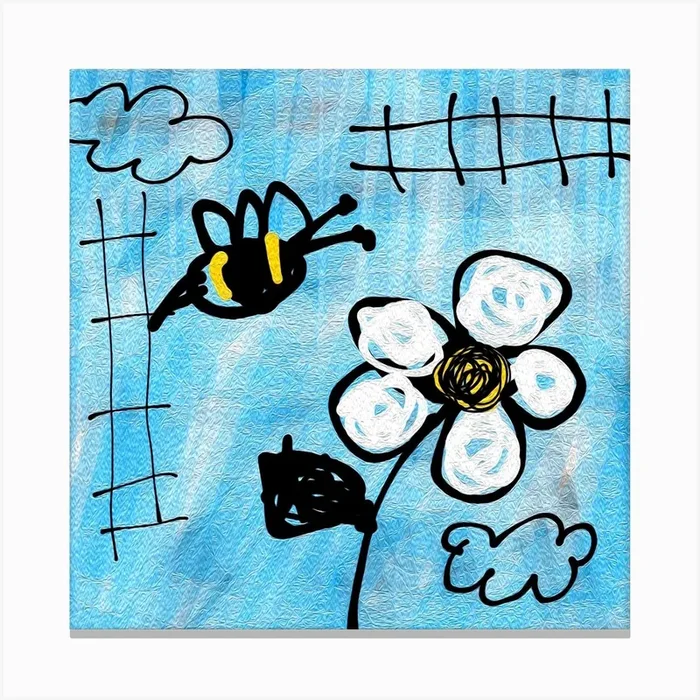 Bee And Flower Canvas Print by Jonas