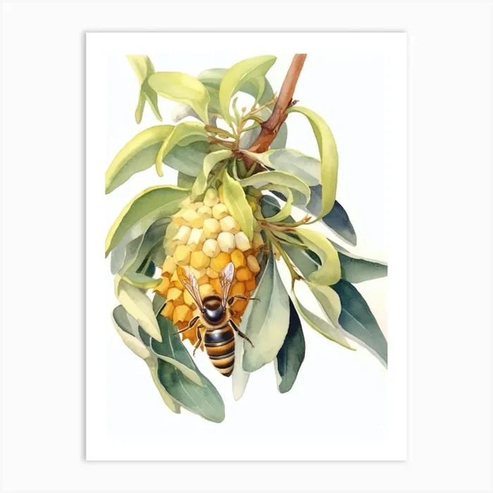 Beehive With Laurel Watercolour Illustration 2 Art Print by Flora Expressions