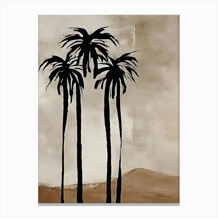 Beige watercolor palm tree desert painting Canvas Print by Lily Pope