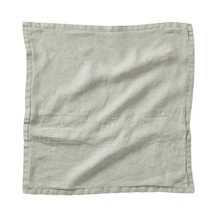Belgian Vintage Washed Linen Eucalyptus Square Cushion Cover